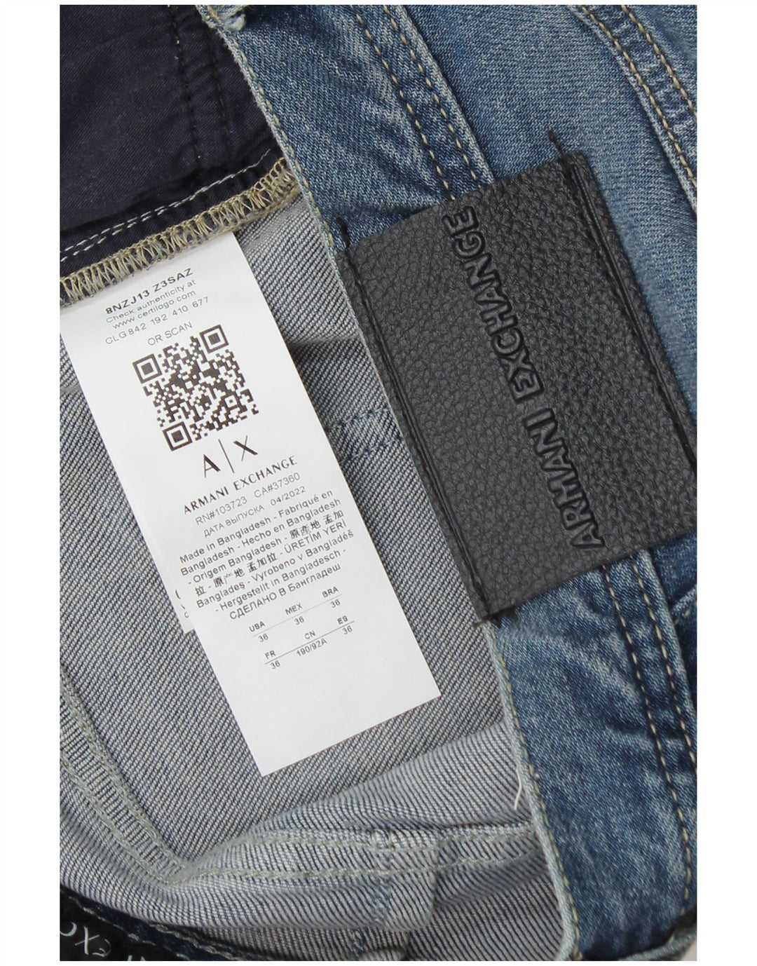 ARMANI EXCHANGE Mens Slim Jeans W36 L32  Blue Cotton