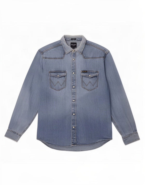 Wrangler Mens Casual Denim Shirt XL Blue Cotton