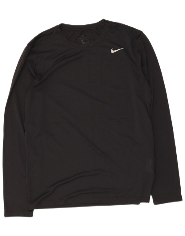 Nike Mens Dri Fit Top Long Sleeve Medium Black Polyester
