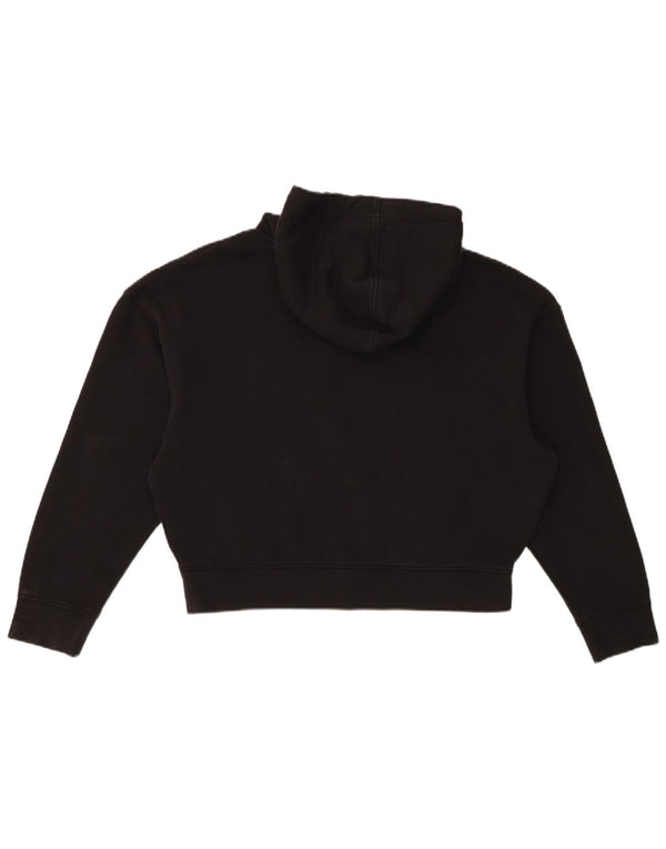 Calvin Klein Womens Oversized Crop Hoodie Jumper UK 14 Medium Black Cotton