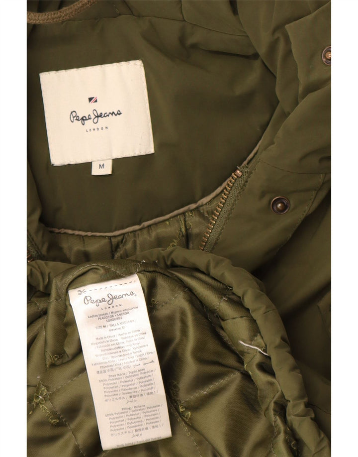 PEPE Jeans Womens Hooded Parka Jacket UK 14 Medium Khaki