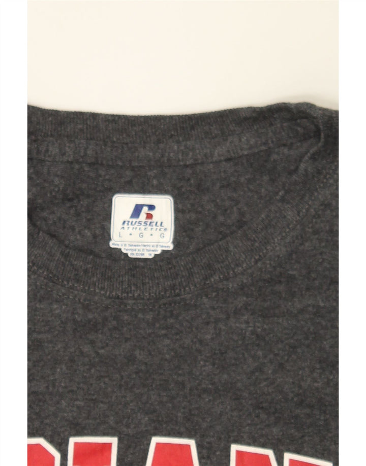 RUSSELL ATHLETIC Mens Graphic T-Shirt Top Large Grey Vintage Russell Athletic and Second-Hand Russell Athletic from Messina Hembry 