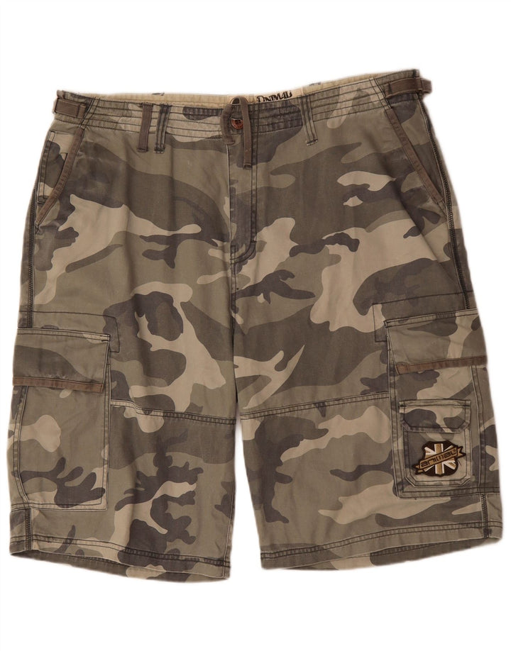 ANIMAL Mens Cargo Shorts 2XL W42  Khaki Camouflage Cotton