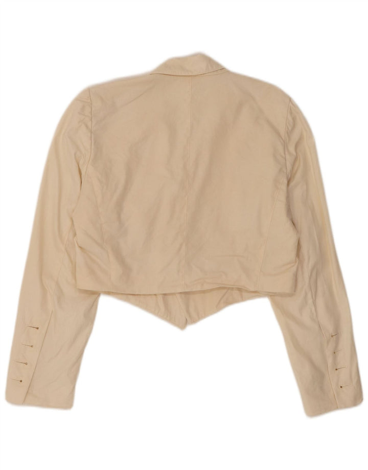 Escada Womens Open Bolero Jacket EU 36 Small Beige Cotton