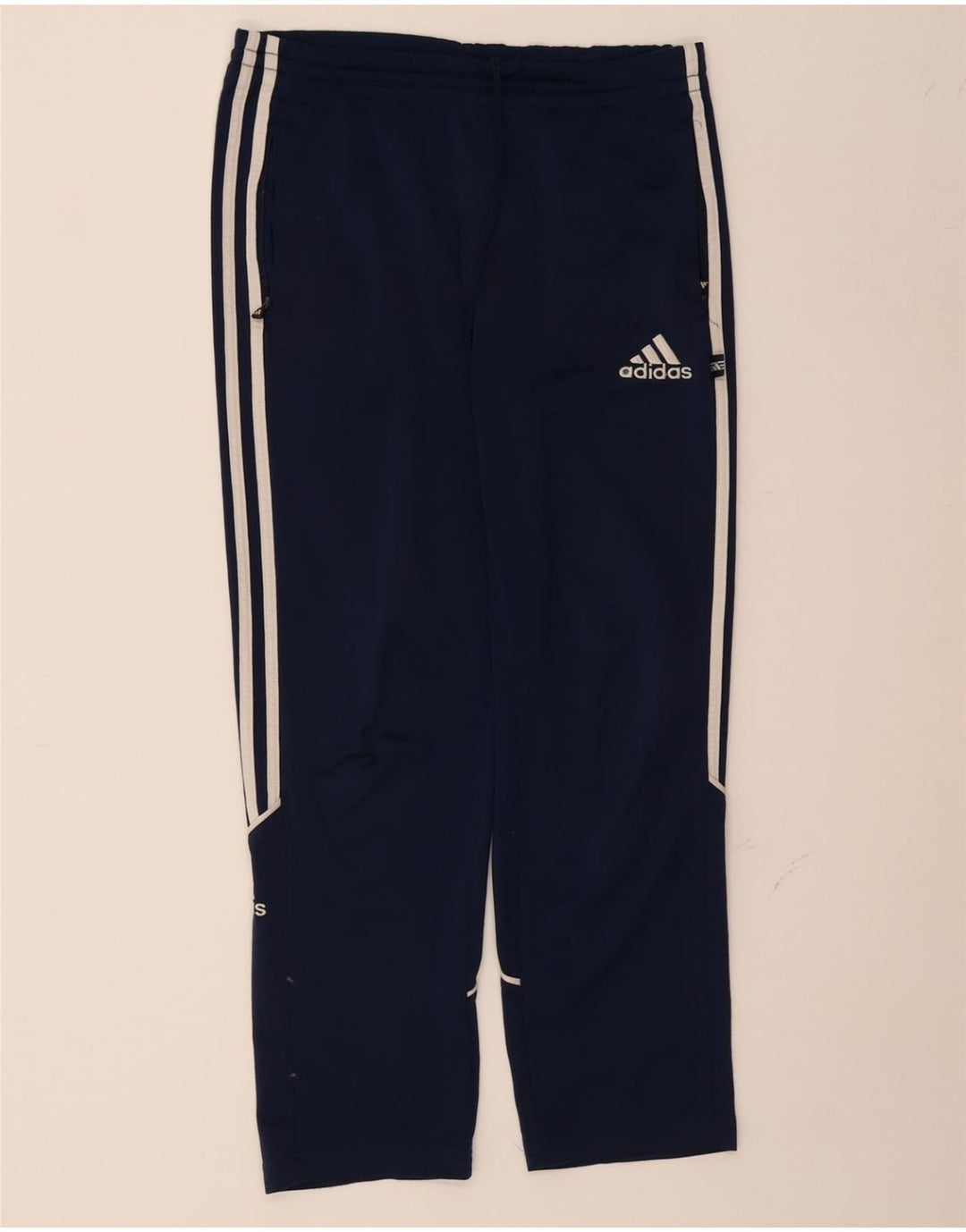 ADIDAS Boys Tracksuit Trousers 11-12 Years Navy Blue Polyester Vintage Adidas and Second-Hand Adidas from Messina Hembry 