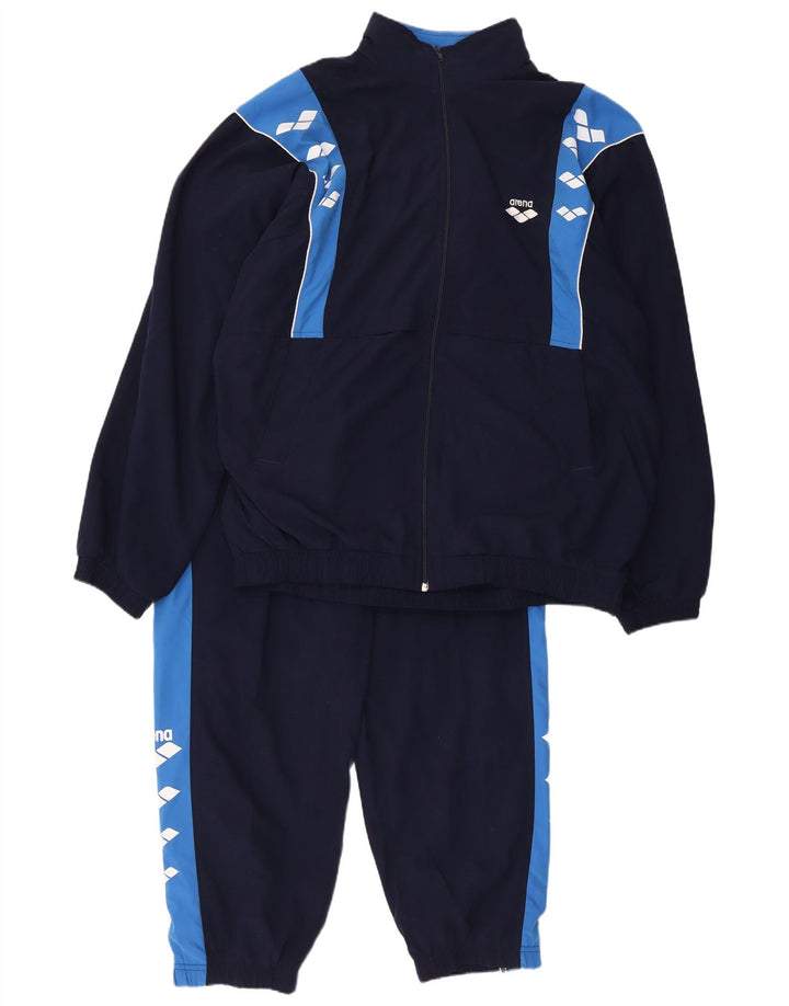 Arena Mens Graphic Full Tracksuit XL  Navy Blue Colourblock Polyester
