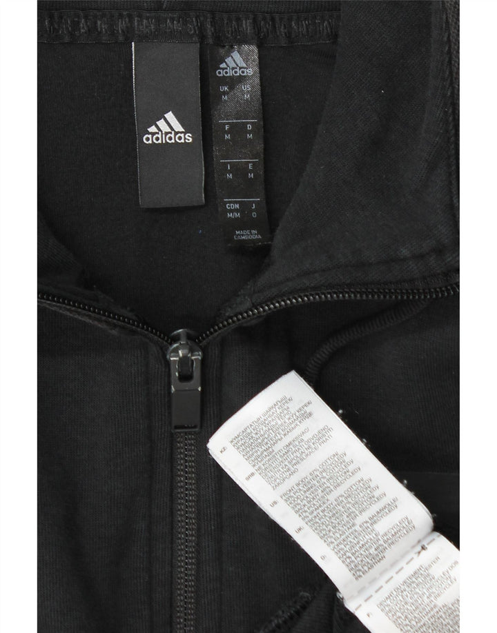Adidas Mens Zip Hoodie Sweater Medium Black Cotton
