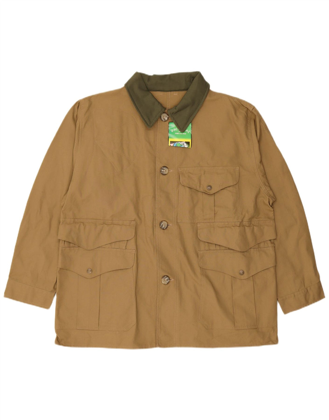 Vintage Mens Utility Jacket IT 54 2XL Khaki Cotton