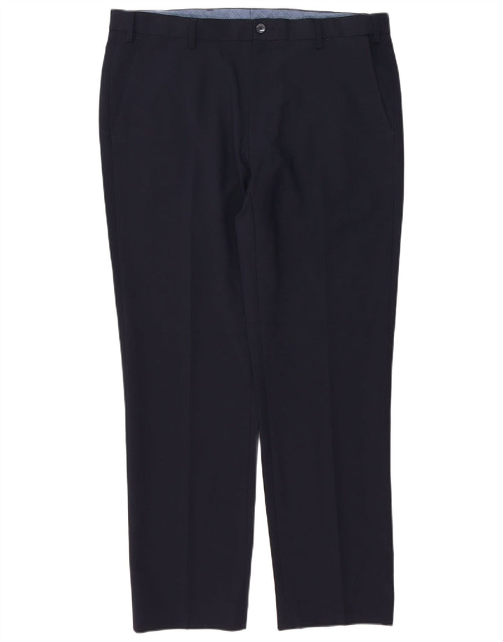 Marks & Spencer Mens Regular Fit Chino Trousers W36 L31 Navy Blue Polyester