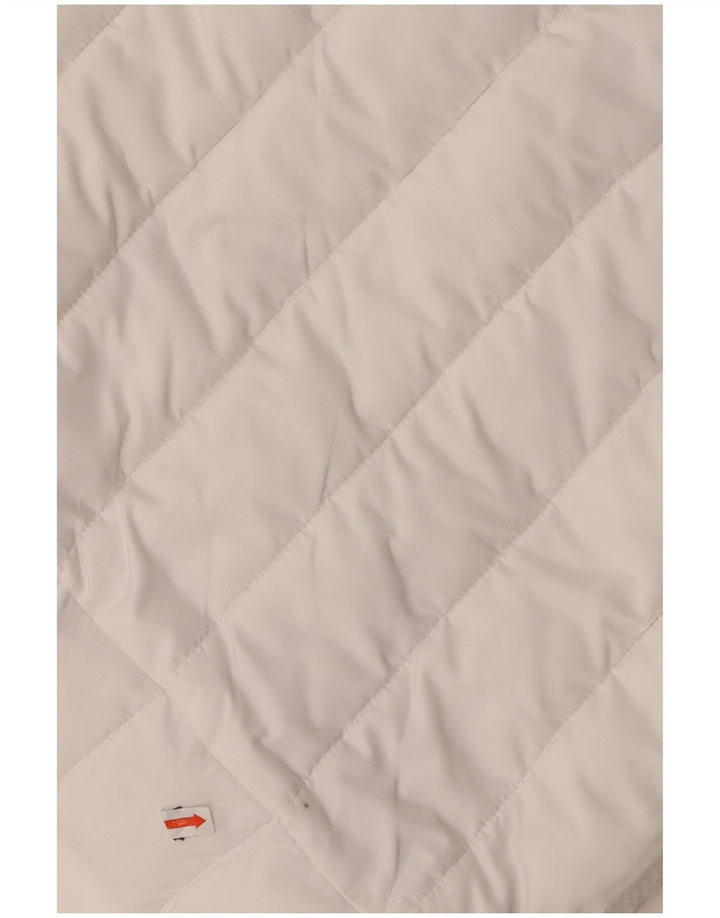 SUPERDRY Womens Hooded Padded Jacket UK 14 Medium White Polyester