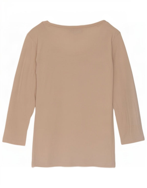 Laura Ashley Womens Top 3/4 Sleeve UK 8 Small Beige Cotton