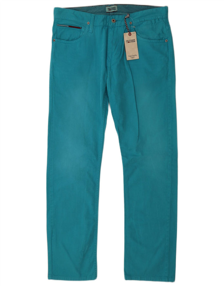 TOMMY HILFIGER Mens Straight Jeans W33 L32 Turquoise Cotton