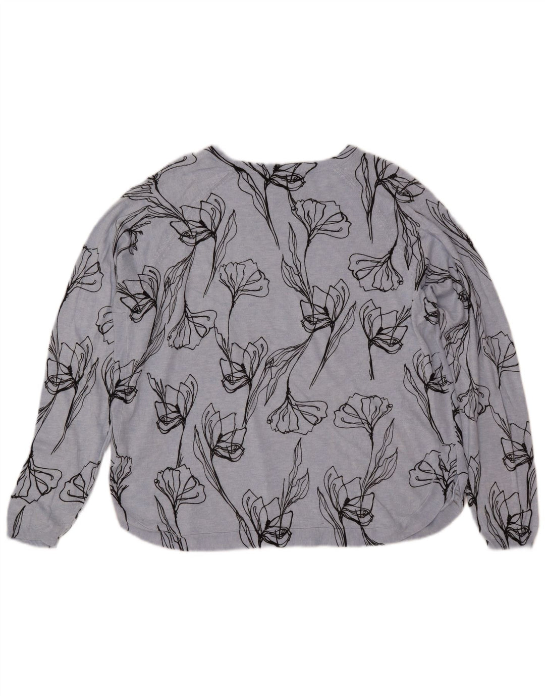 MARKS & SPENCER Womens Boat Neck Jumper Sweater UK 18 XL Blue Floral