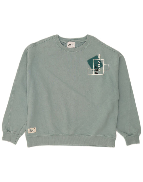 Zara Boys Graphic Sweatshirt Jumper 13-14 Years Blue Cotton