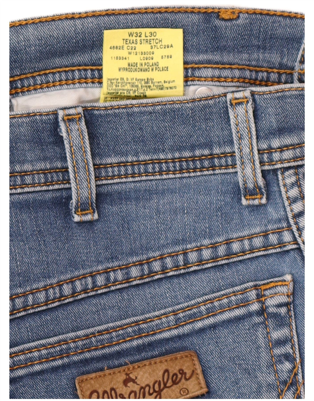 WRANGLER Mens Texas Stretch Straight Jeans W32 L30 Blue Cotton