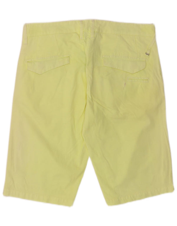 Gas Mens Straight Fit Chino Shorts W32 Medium Yellow Cotton