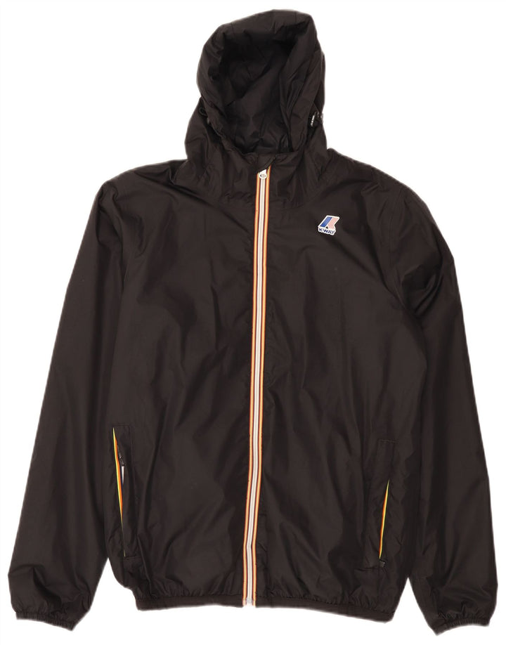 K-Way Womens Hooded Oversized Rain Jacket UK 10 Small Black Polyamide