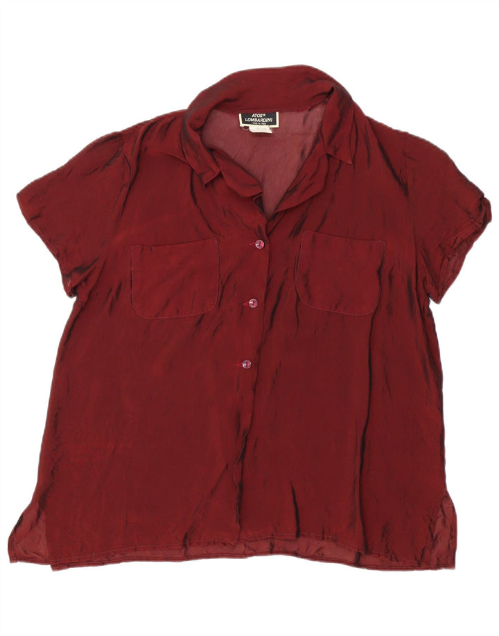 ATOS LOMBARDINI Womens Short Sleeve Shirt Blouse UK 18 XL Maroon Vintage Atos Lombardini and Second-Hand Atos Lombardini from Messina Hembry 