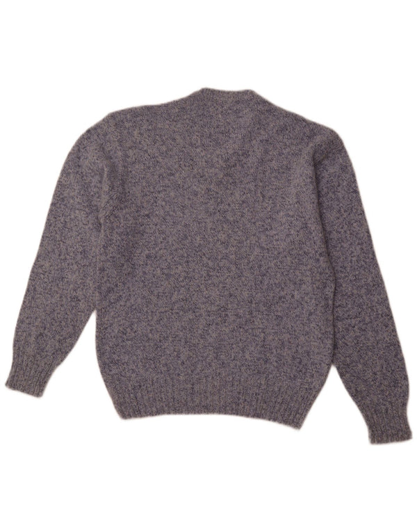 BRAMANTE Mens V-Neck Jumper Sweater Medium Blue Flecked Mohair