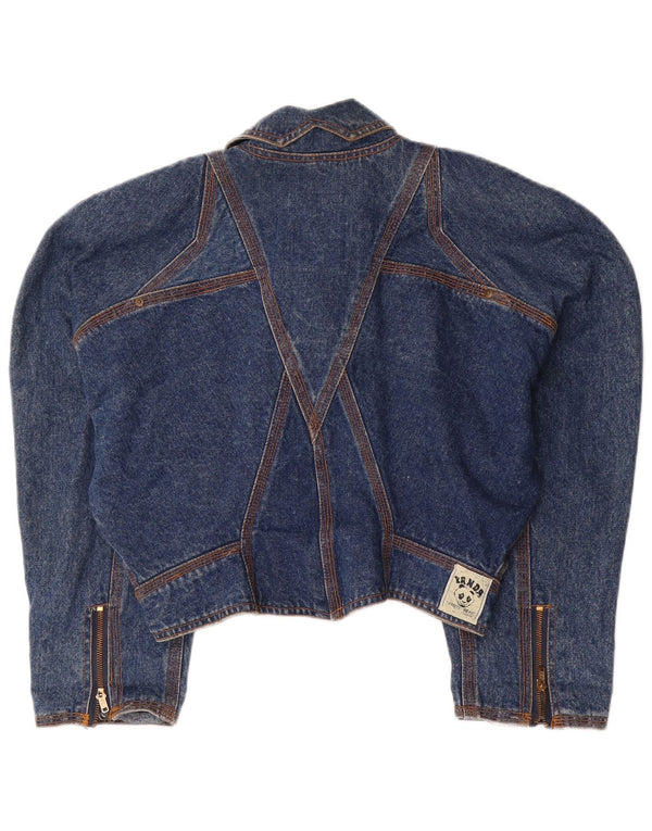 Panda Womens Oversized Crop 3/4 Sleeve Denim Jacket EU 36 Small Blue