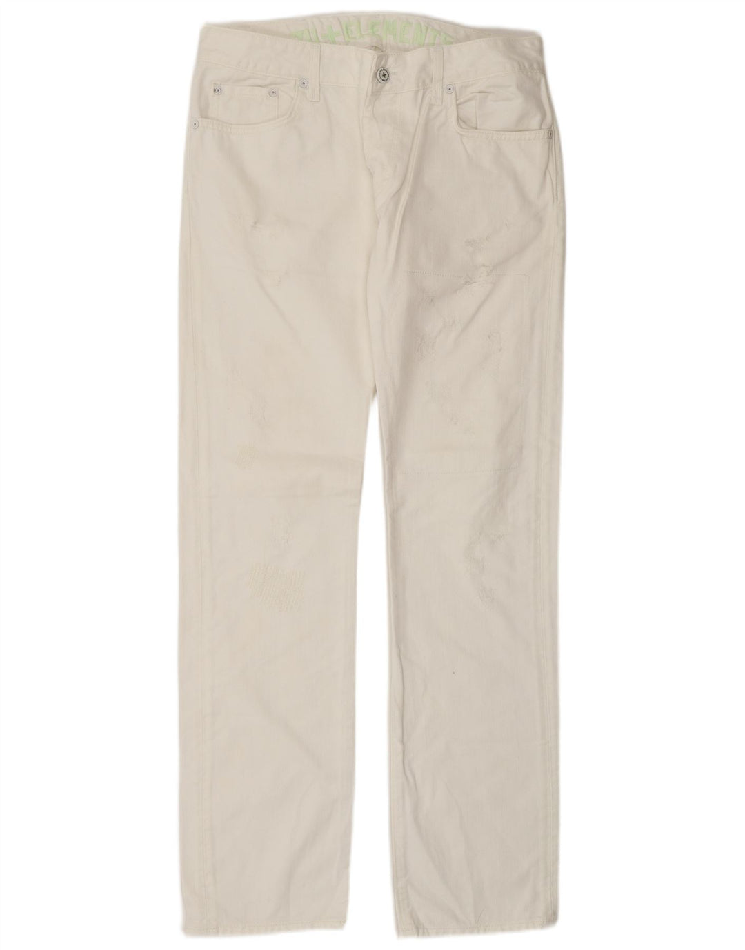 ZU ELEMENTS Womens Distressed Straight Jeans W32 L34 White Cotton