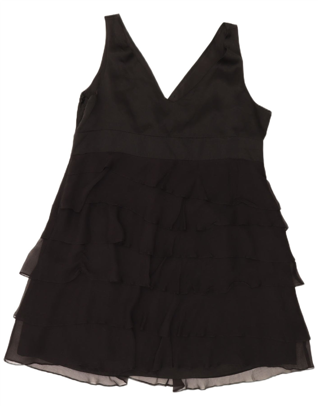 MONSOON Womens Sleeveless Tiered Dress UK 22 3XL Black Silk