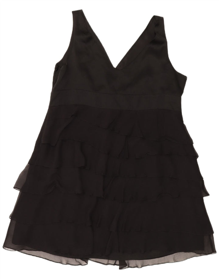 MONSOON Womens Sleeveless Tiered Dress UK 22 3XL Black Silk