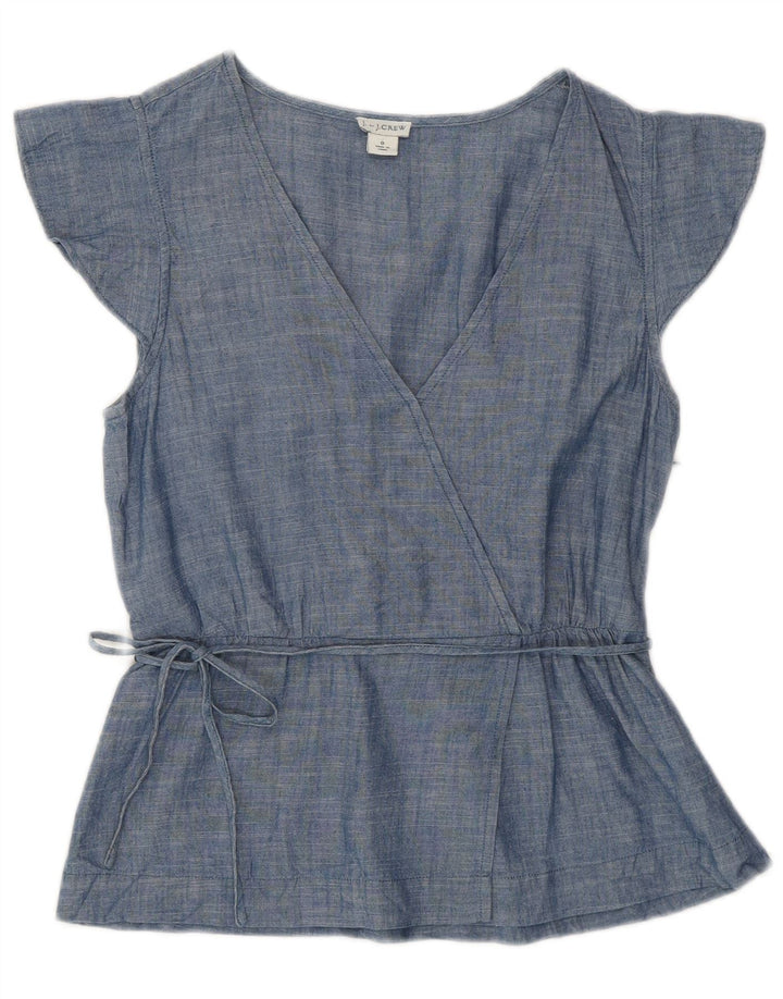 J. CREW Womens Blouse Top US 0 XS Blue Cotton