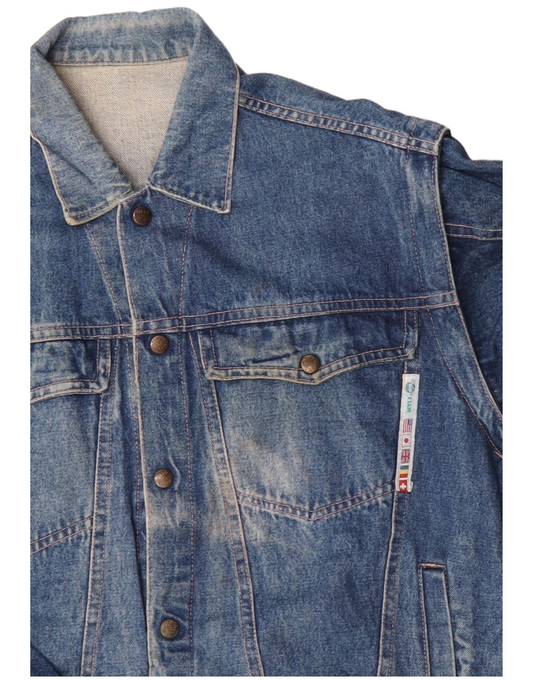 Vintage Mens Denim Jacket UK 40 Large Blue Cotton