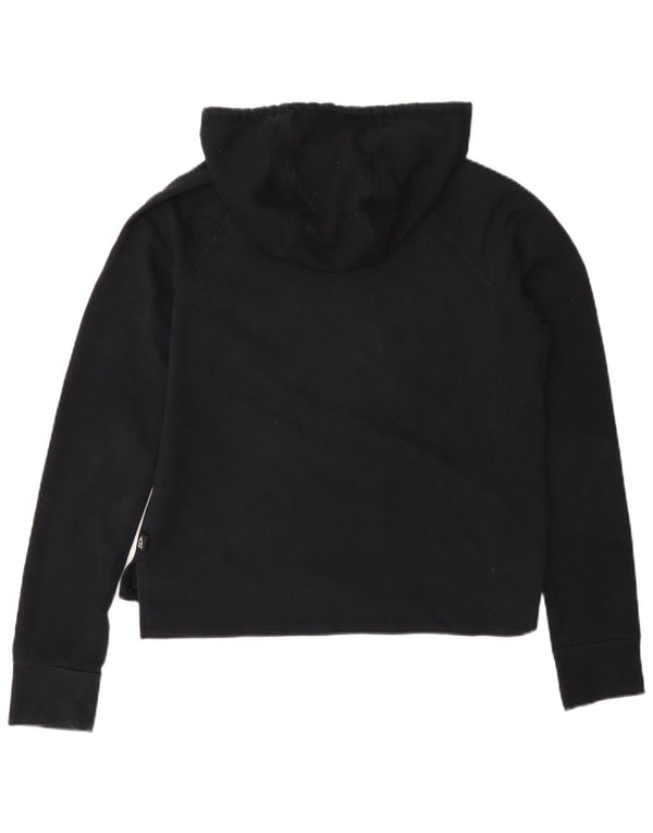 Reebok Womens Crop Graphic Hoodie Jumper UK 10 Small Black Cotton