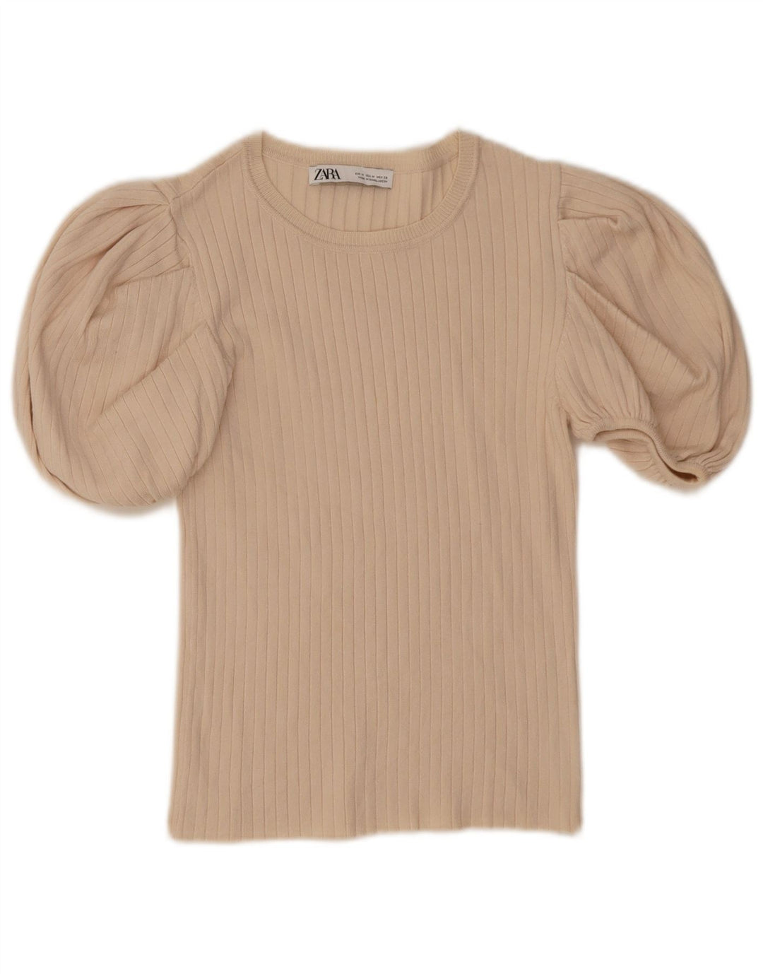 Zara Womens Crop Blouse Top UK 12 Medium Off White Viscose