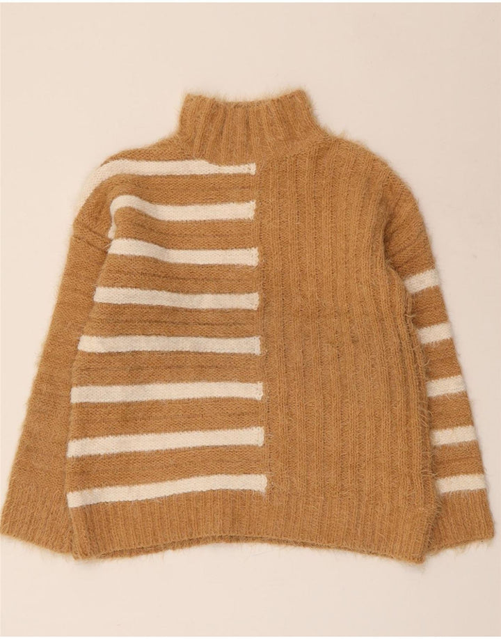 MARKS & SPENCER Womens Turtle Neck Jumper Sweater UK 10 Small Brown