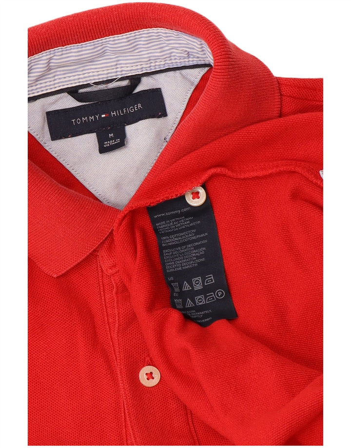 TOMMY HILFIGER Mens Polo Shirt Medium Red Cotton