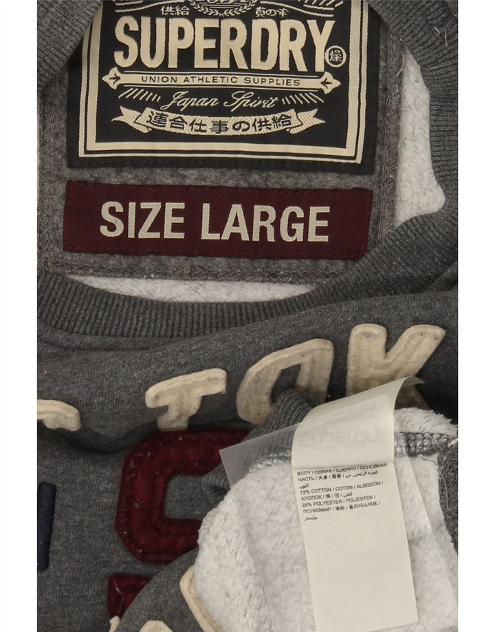 Superdry Mens Graphic Sweatshirt Jumper Large Grey Cotton
