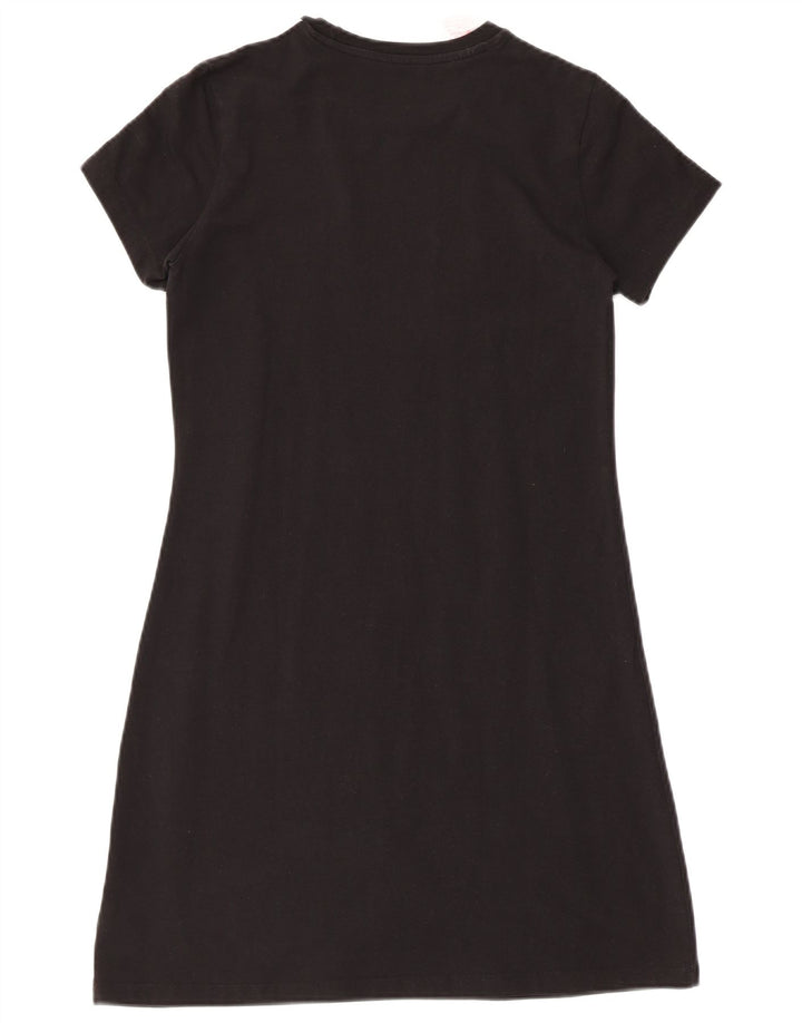 ADIDAS Girls Graphic T-Shirt Dress 13-14 Years Black Cotton