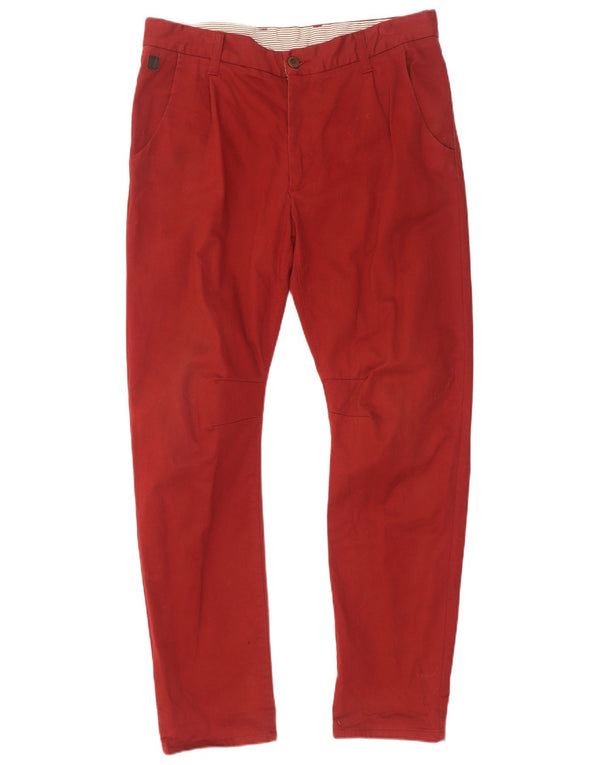 Zara Womens Pegged Casual Trousers EU 42 Large W32 L30 Red Cotton