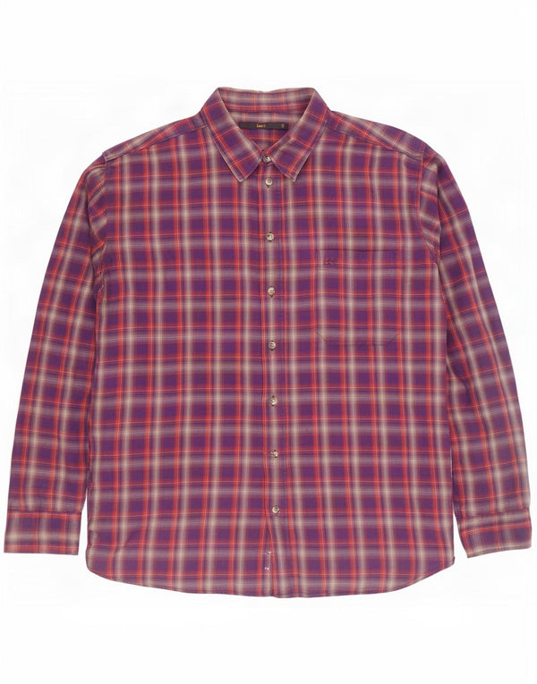 Lee Mens Flannel Shirt 2XL Purple Check Cotton