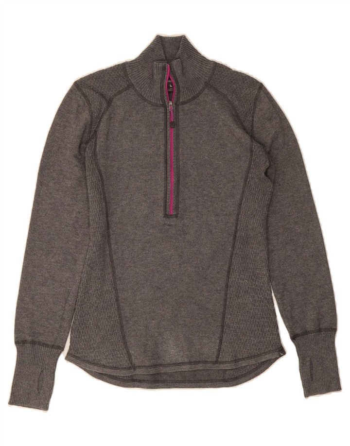 EDDIE BAUER Womens Zip Neck Sweatshirt Jumper UK 10 Small Grey Polyester Vintage Eddie Bauer and Second-Hand Eddie Bauer from Messina Hembry 