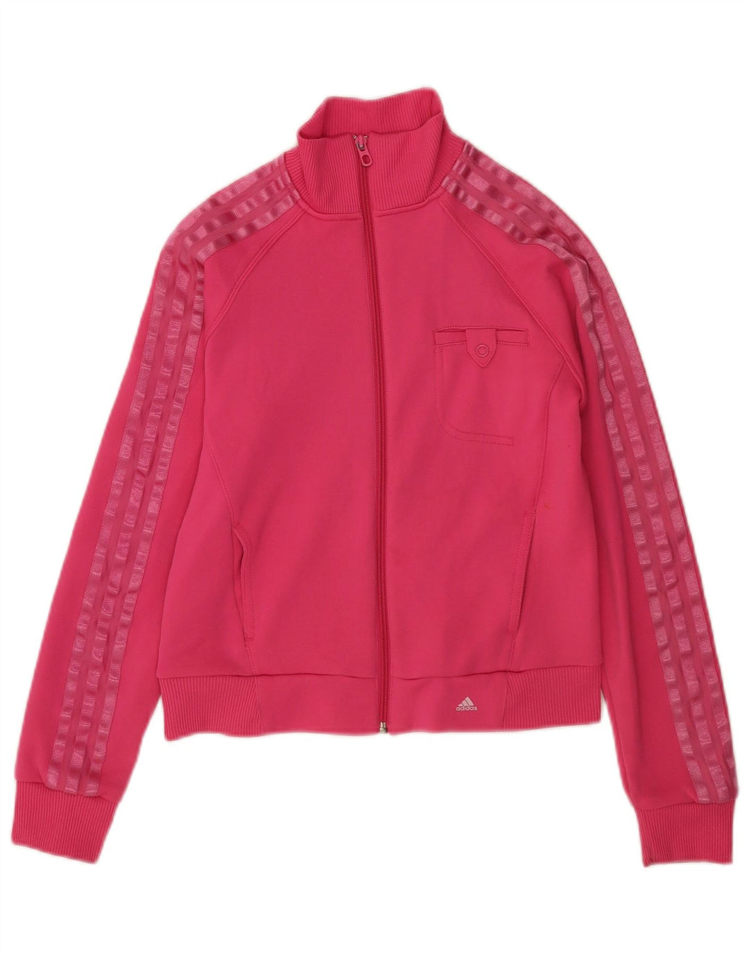 Adidas Womens Crop Tracksuit Top Jacket UK 12 Medium Pink Polyester