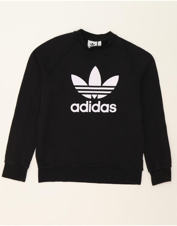 ADIDAS Mens Graphic Sweatshirt Jumper Small Black Cotton Vintage Adidas and Second-Hand Adidas from Messina Hembry 