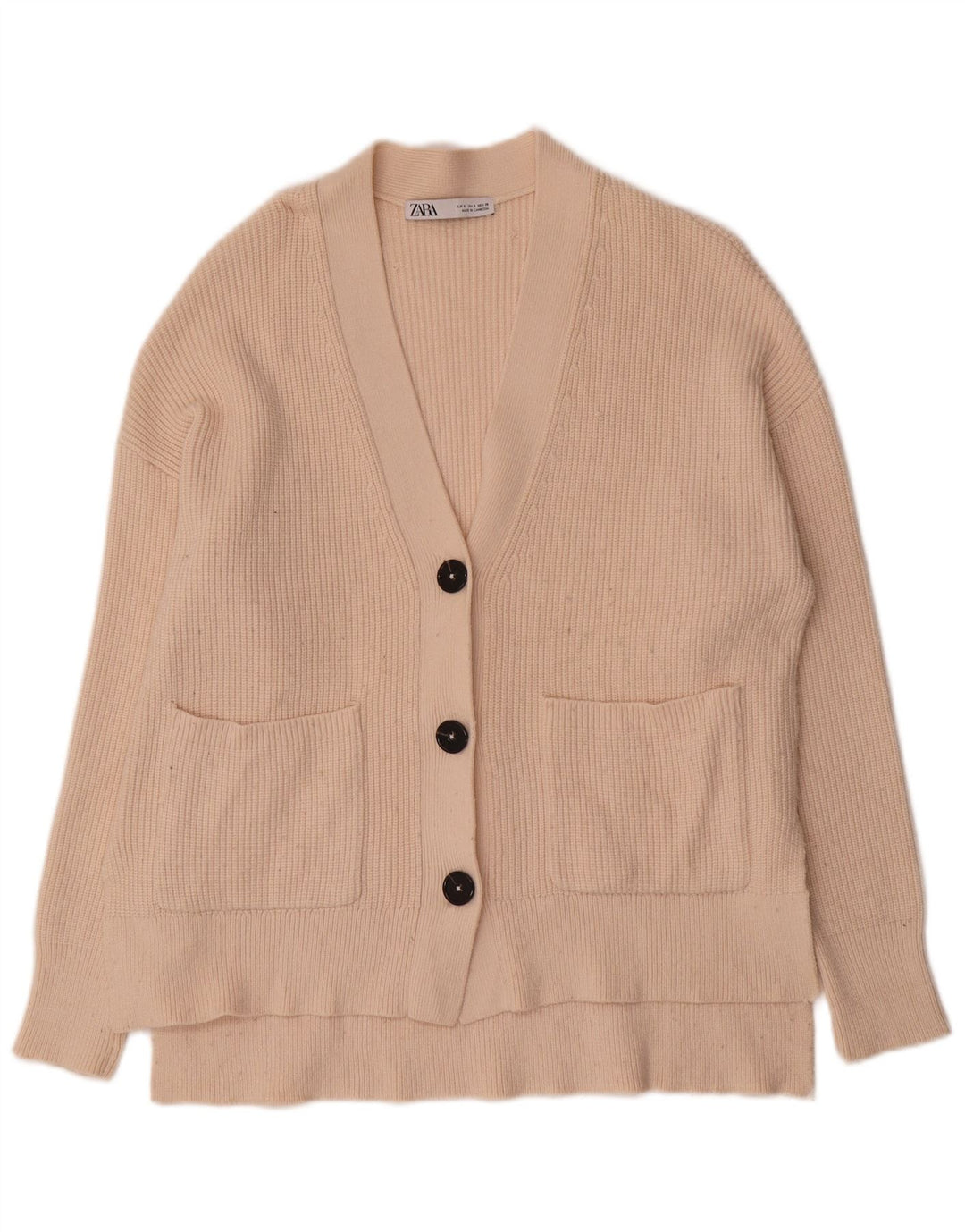 Zara Womens Oversized Cardigan Sweater UK 10 Small Beige