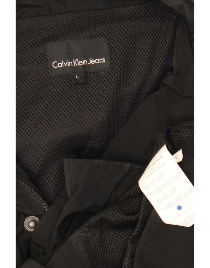 Calvin Klein Jeans Mens Military Jacket UK 40 Large Black Polyester