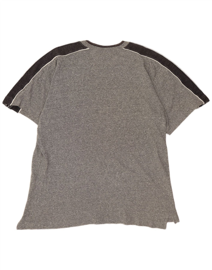 ASICS Mens Graphic T-Shirt Top Large Grey Colourblock Cotton