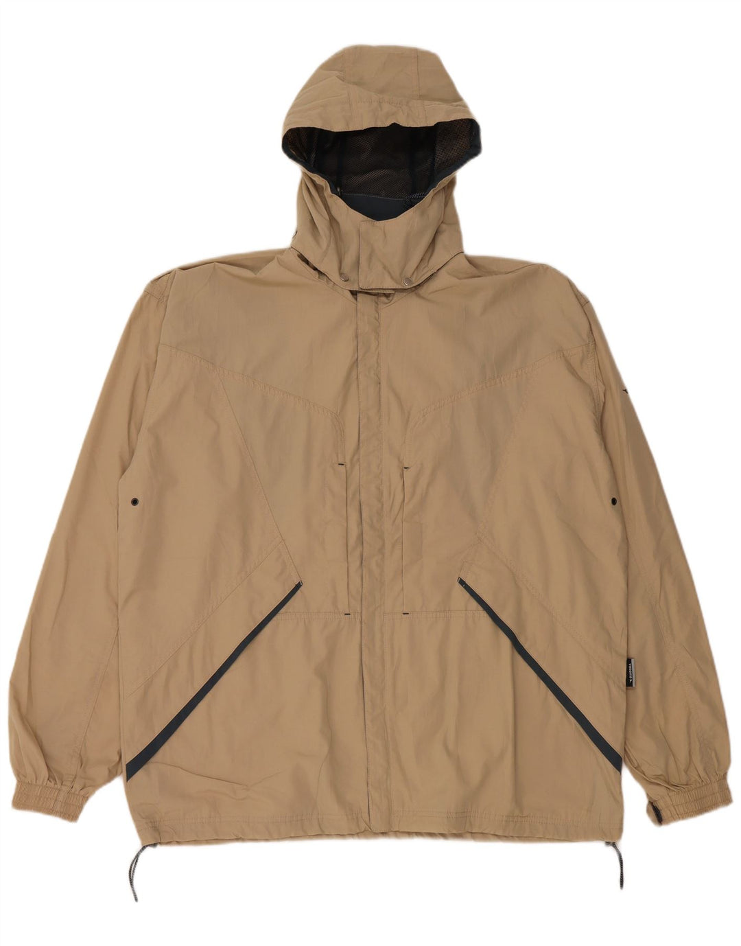 DIADORA Mens Hooded Rain Jacket UK 42 XL Beige Polyester