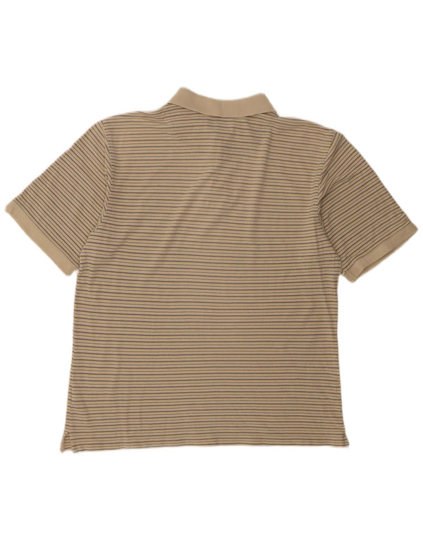 Timberland Mens Polo Shirt Large Beige Striped Cotton