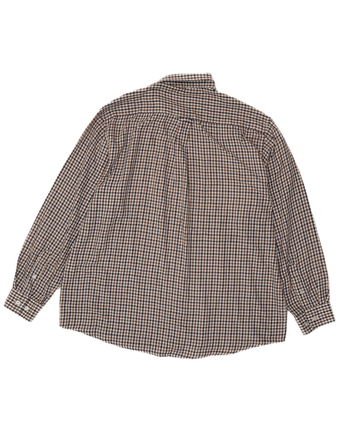 James Pringle Mens Shirt XL Brown Check Polyester