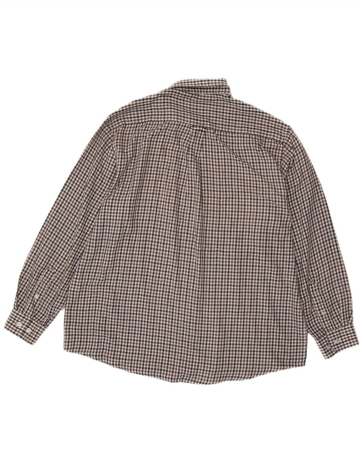 James Pringle Mens Shirt XL Brown Check Polyester