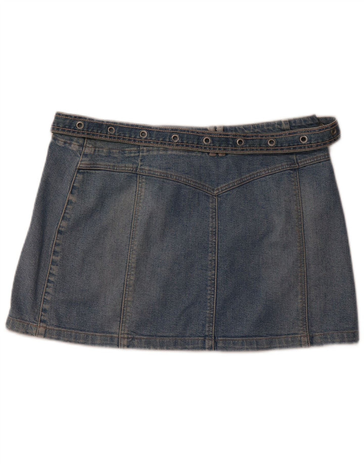 RIVER ISLAND Womens Low Waist Denim Skirt UK 14 Large W34 Blue Cotton
