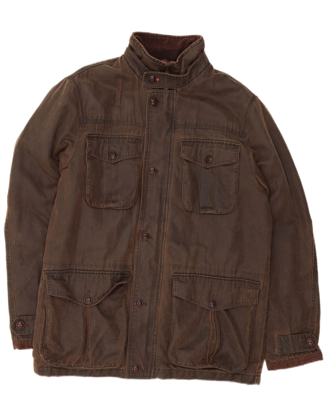 WHITE STUFF Mens Waxed Cotton Jacket UK 40 Large Brown Cotton