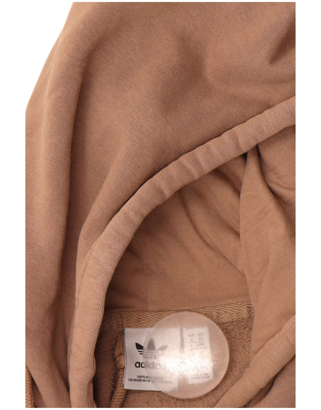 ADIDAS Womens Hoodie Jumper UK 6 XS Brown Cotton